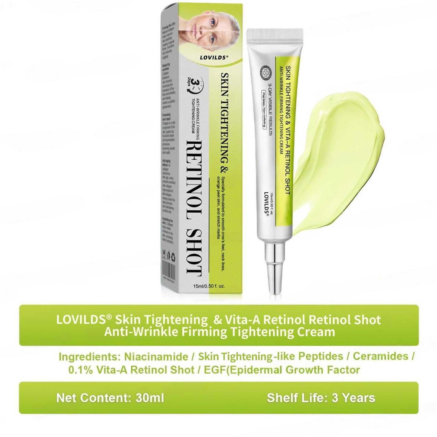🧠👨‍⚕️Made and shipped from the USA 💫LOVILDS® Skin Tightening & Vita-A Retinol Retinol shot Anti-Wrinkle Firming Tightening cream